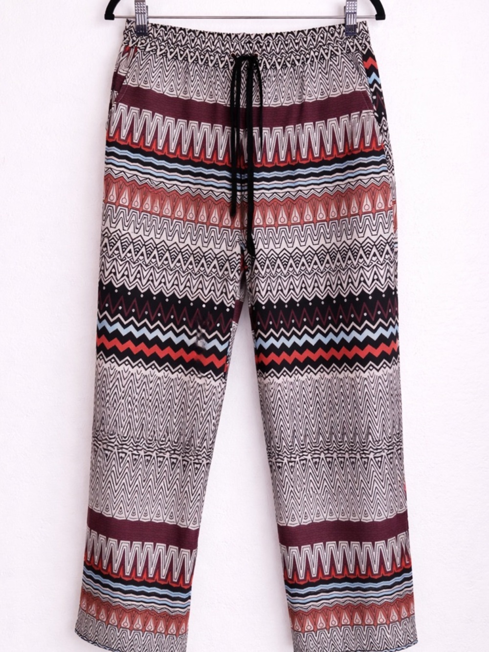 Multicolor Patterned Drawstring Pants